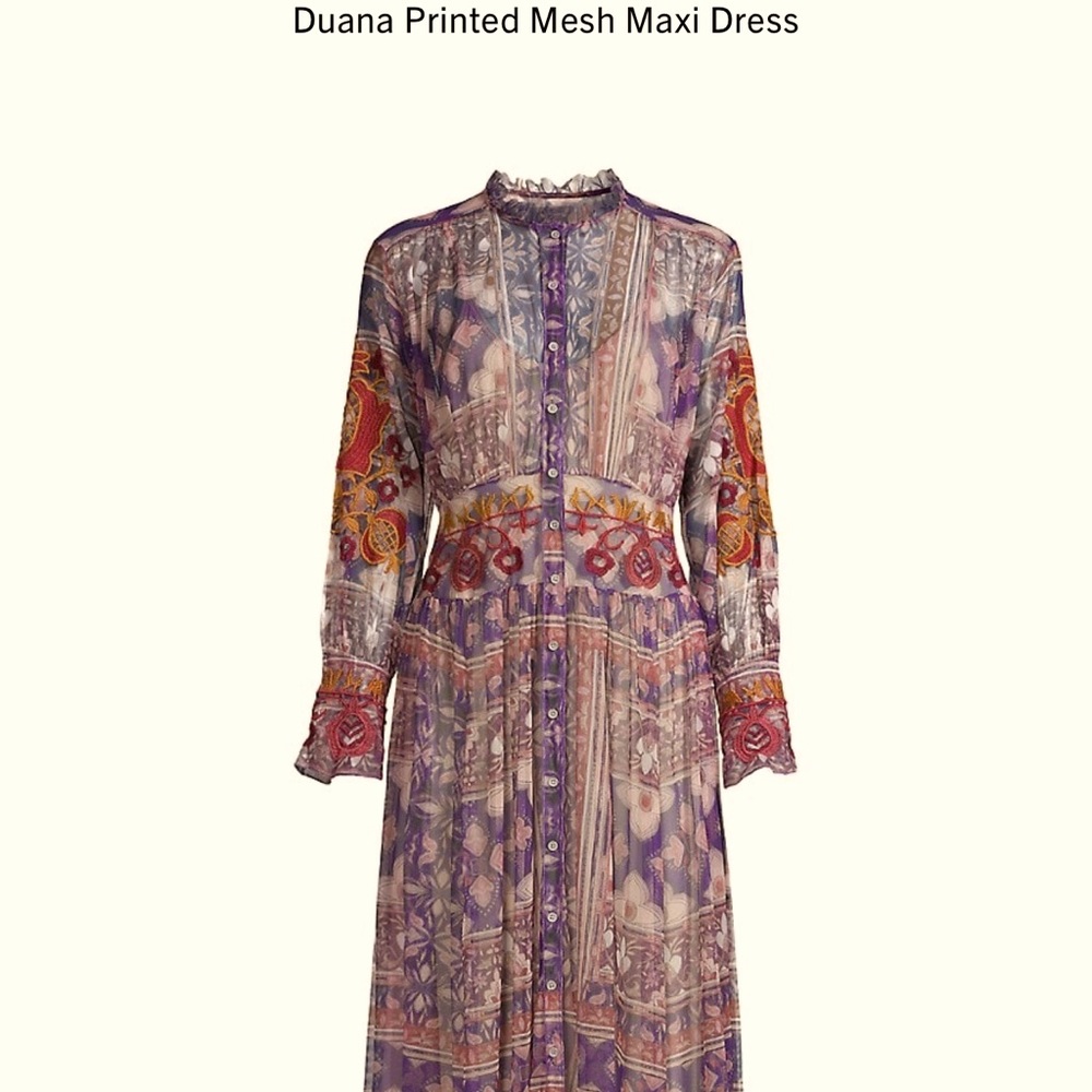❤️JOHNNY WAS DUANA EMBROIDERED MESH DRESS💐💐❤️ Most beautiful dress. 2 Medium - Picture 5 of 11